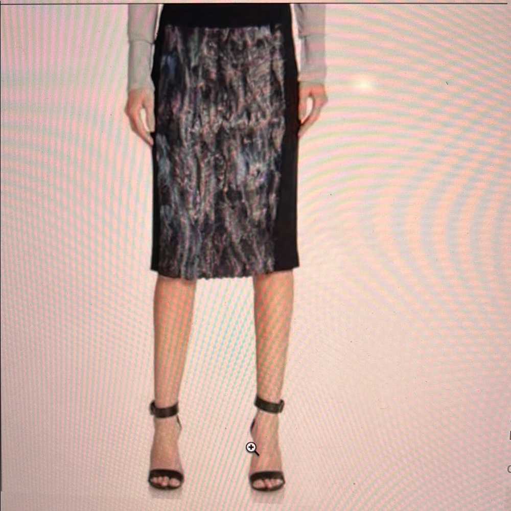 Elegant Black and Gray Faux Fur Women's Medium Skirt | Pencil Skirt